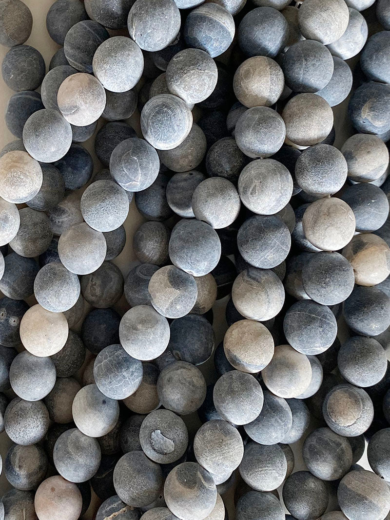 6352 - Round Matte Agate 12mm