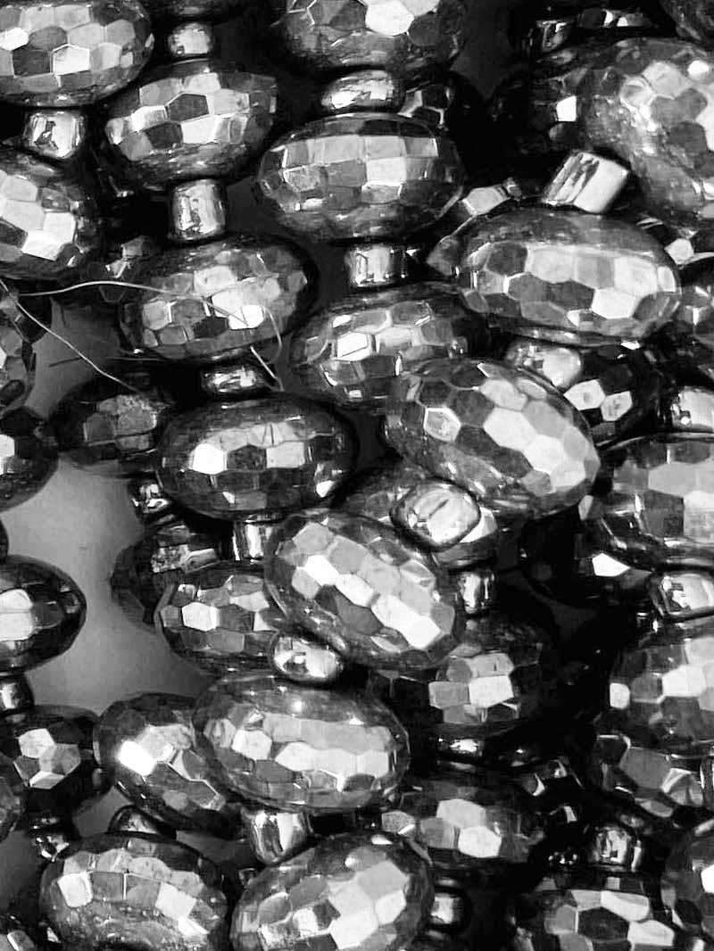 8059 - Silberne Glasperlenschnur 12x8mm