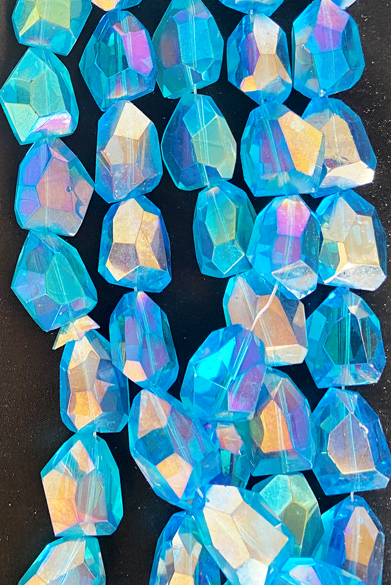 8188 - Blå Glas streng 21x27x14mm