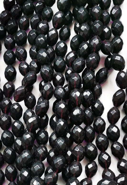 8296 - Schwarze Glaskette 16x12mm